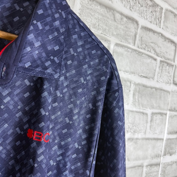Black Clover Golf Navy Blue Geometric Print Performance Golf Polo Mens 2XL - Picture 3 of 9